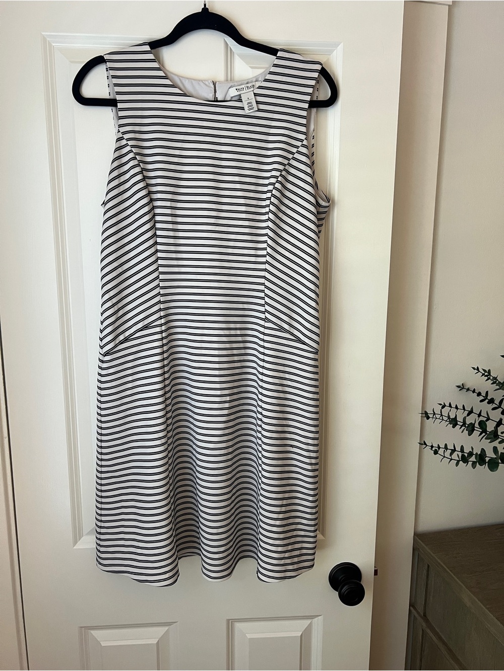 White House Black Market Black & White Striped Sleeveless Shift Dress